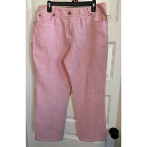 J. McLaughlin Pink 100% Linen Ankle Straight Pants Sz‎ 12
